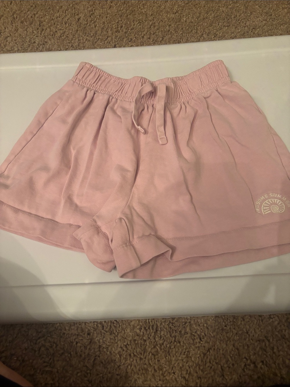 Zara Light Pink Drawstring Girls' Shorts